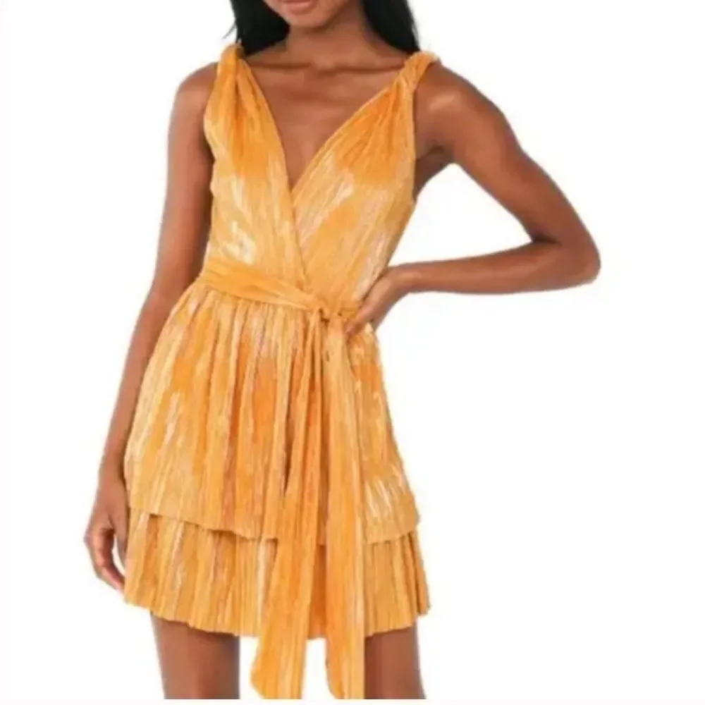 Sabina Musayev Bobo Metallic Mini Dress in Mandarin Size XS